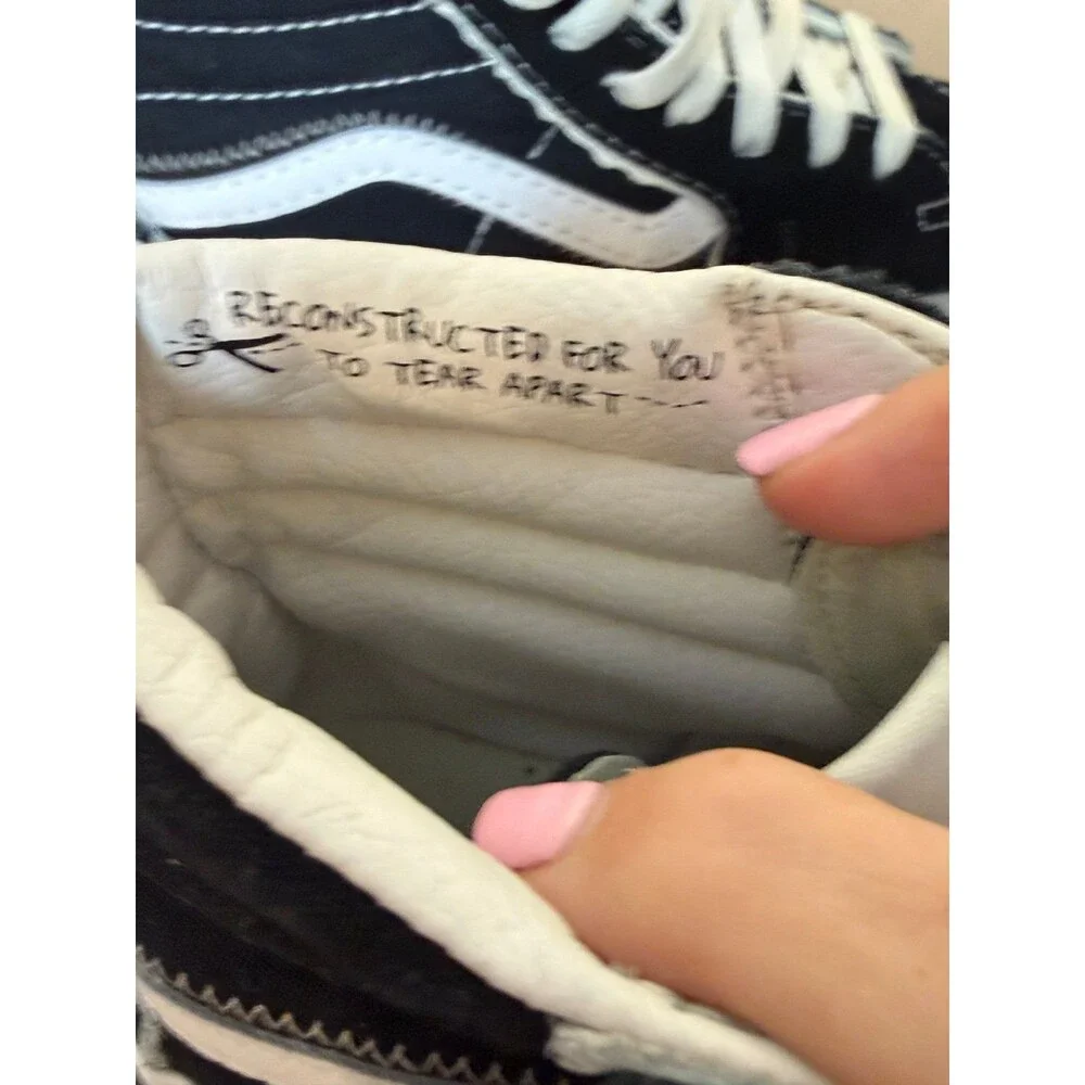 Vans Reconstruct SK8-Hi Skate Shoes Sneakers Black White womens size 8_7